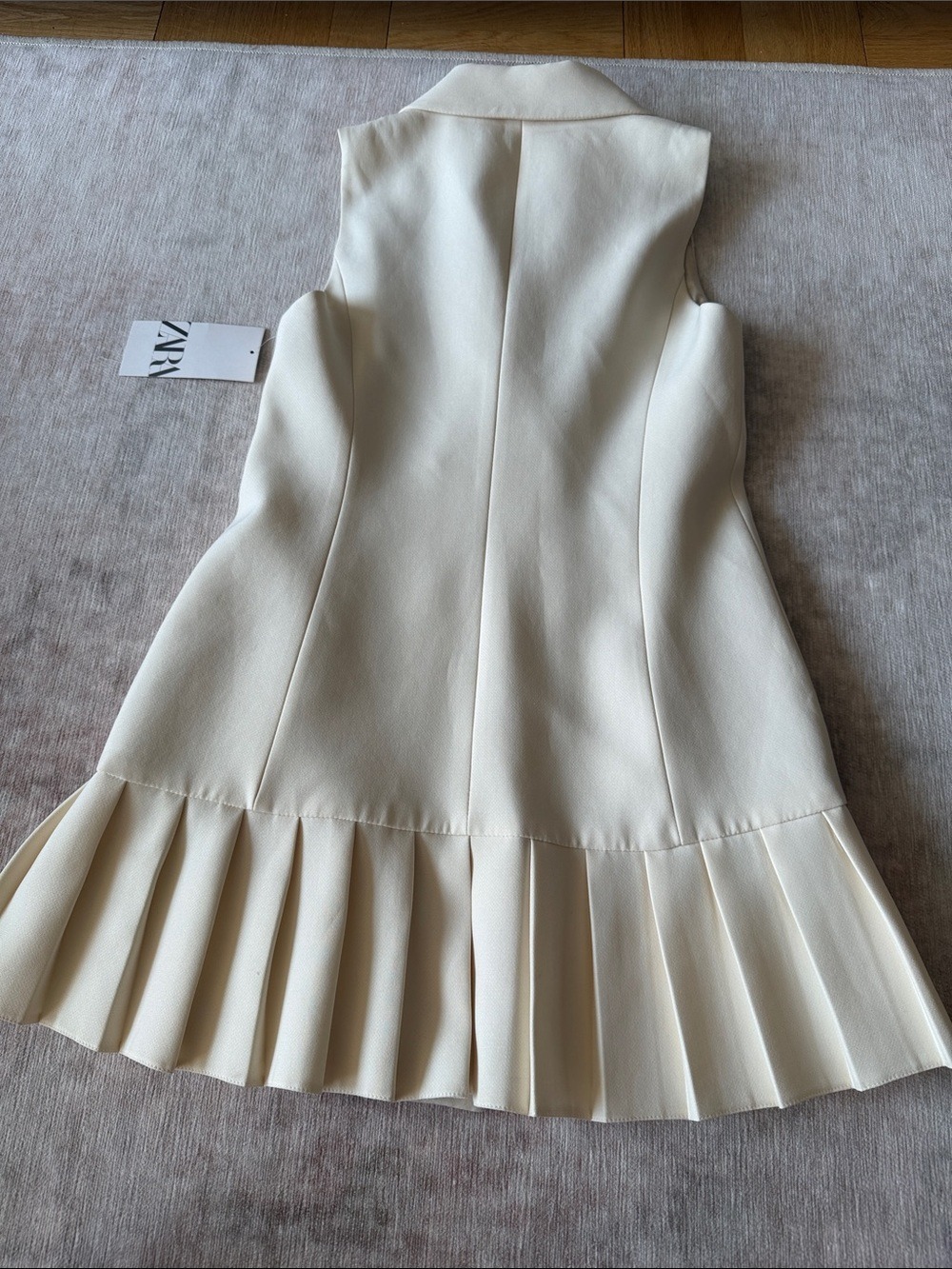 Zara Cream Double Breasted Sleeveless Blazer Dress NWT XS - Picture 6 of 6
